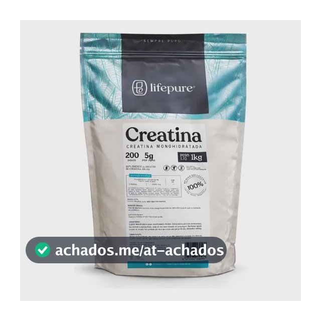 Creatina Monohidratada Em Pó Lifepure 1kg Sem Sabor Sem Sabor