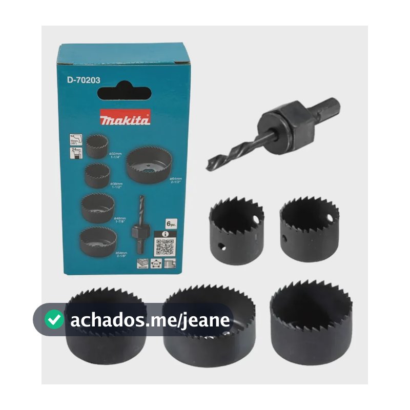 Kit Serra Copos + Adaptador 6pçs Makita D-70203 32 A 64mm