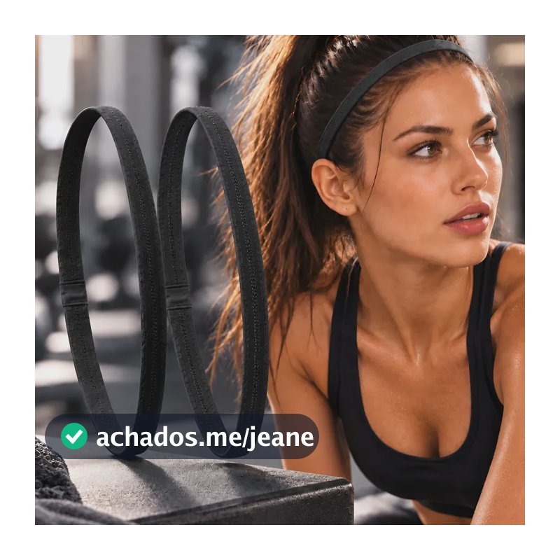 Kit 2 Faixa De Cabelo Esportiva Feminina Masculina Testeira Preto Único Confortável Tiara Cabelo