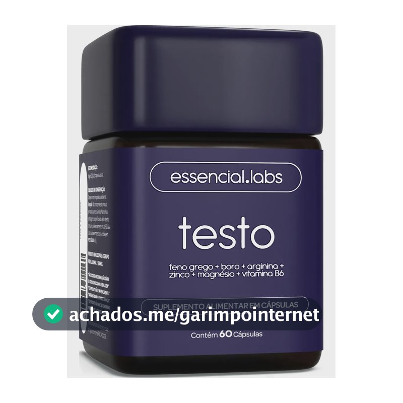 TESTO ESSENCIAL - Fórmula Exclusiva com Feno Grego + Boro + Arginina + ZMA + Vitamina B6 - 60 cápsulas