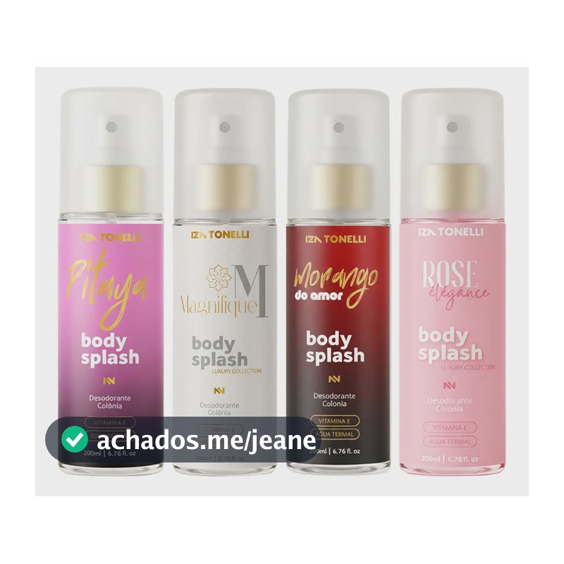 Kit 4 Body Splash Feminino Perfume 200ml Desodorante Colônia Corporal Alta Fixação Para Dia & Noite