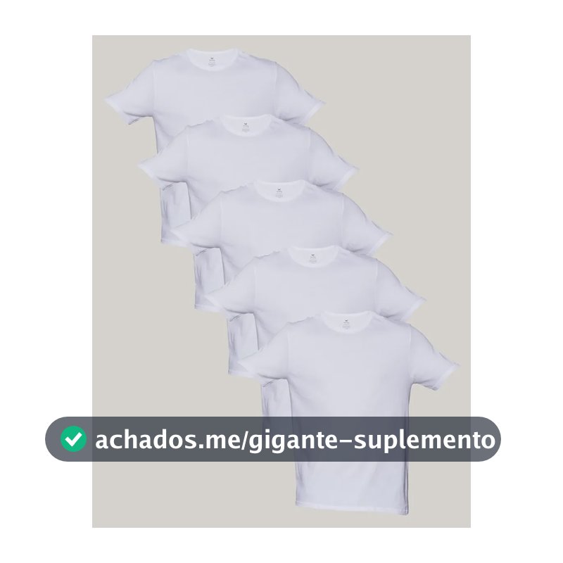Kit 5 Camisetas Básicas Masculinas Algodão Branca Hering  Branco M Liso