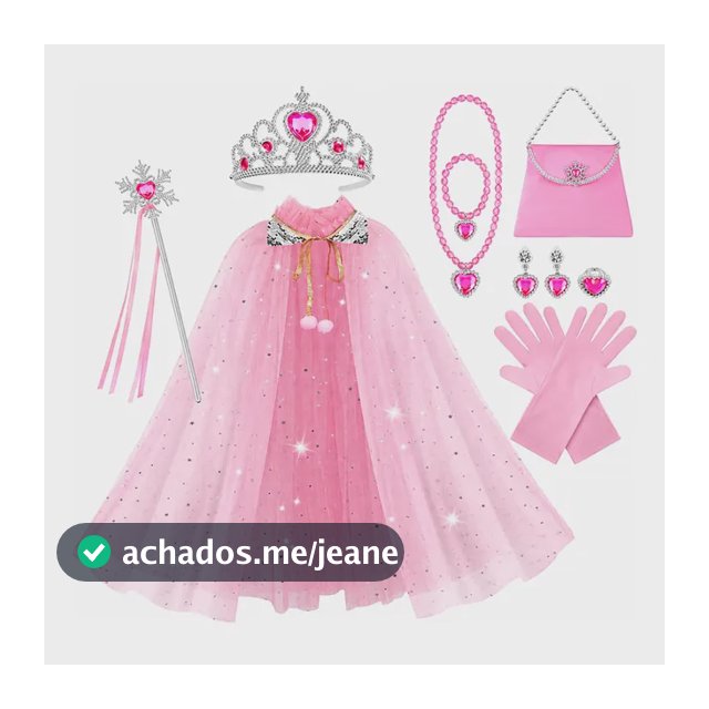Kit Fantasia Princesa Infantil Com 9 Acessórios E Bolsa