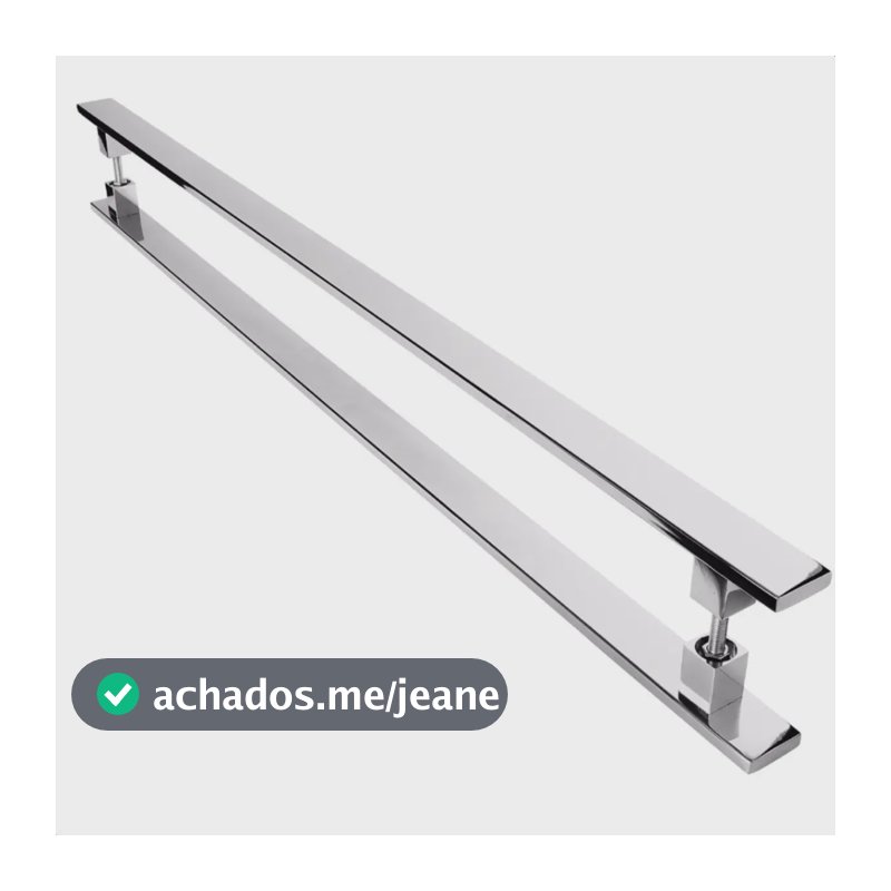 Puxador Inox Para Porta Pivotante 1 Metro Madeira Vidro Prateado