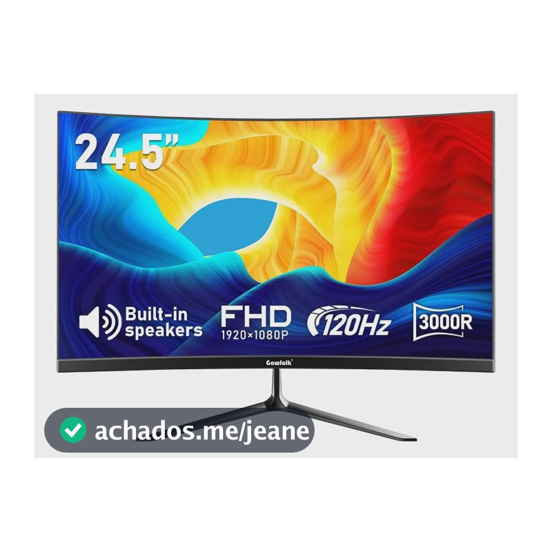 Monitor Curvo Gawfolk 24.5 Fhd 120hz Com Som Integrado Preto