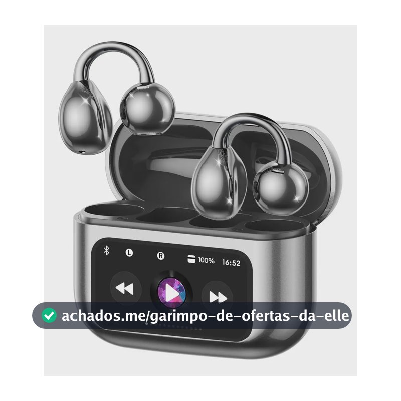 Fone Sem Fio Bluetooth Condução Óssea 5.4 Anti Ruido Com Lcd Preto