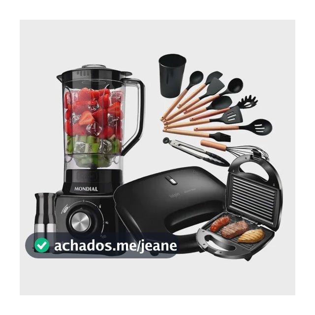Liquidificador Turbo + Sanduicheira + Utensilio Cozinha 110v