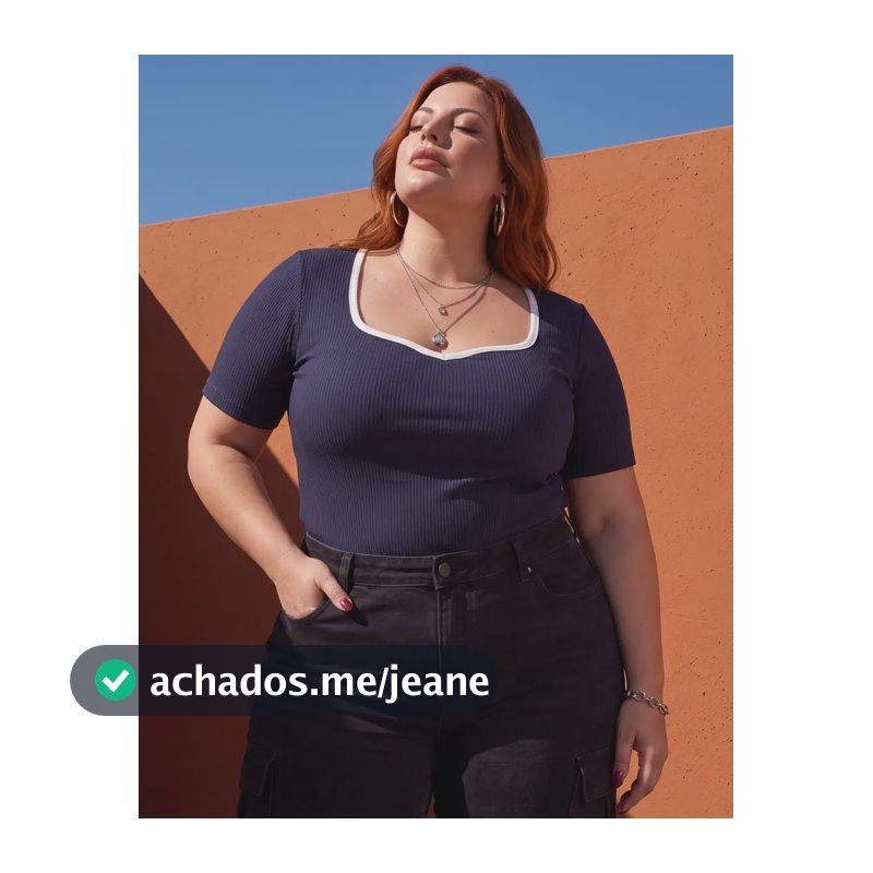 Blusa Plus Size Decote Coração Bicolor Manga Curta G1 G2 G3 Azul G3 (54-56)