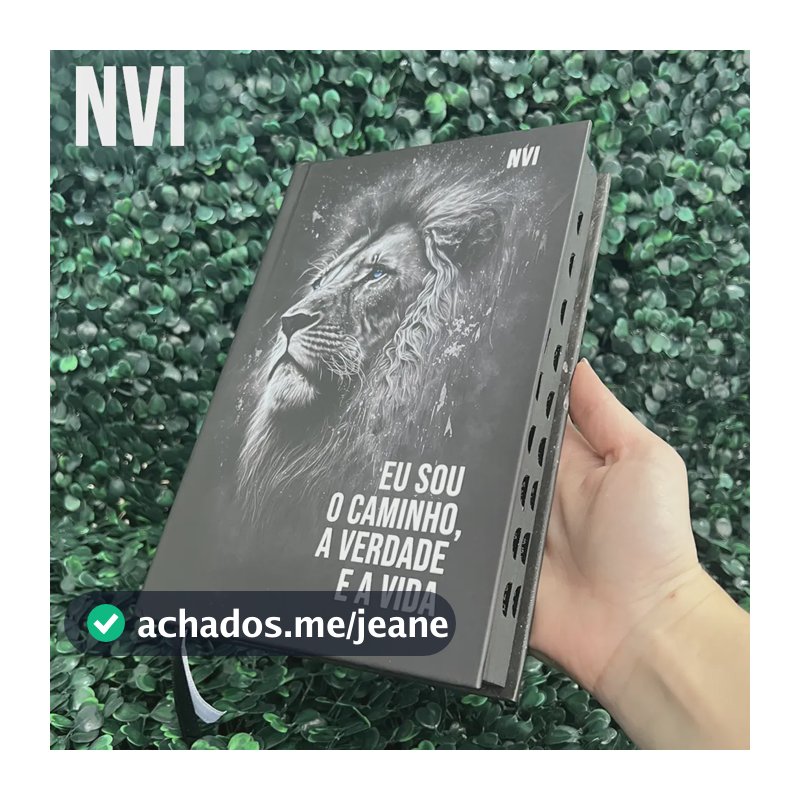 Bíblia Sagrada Nvi Leão Preta Evangélica Capa Dura Índice Letra Média Jovem Fé Palavras De Jesus Em Destaque Nova Versão Internacional Hdc Herdeiro Da Coroa