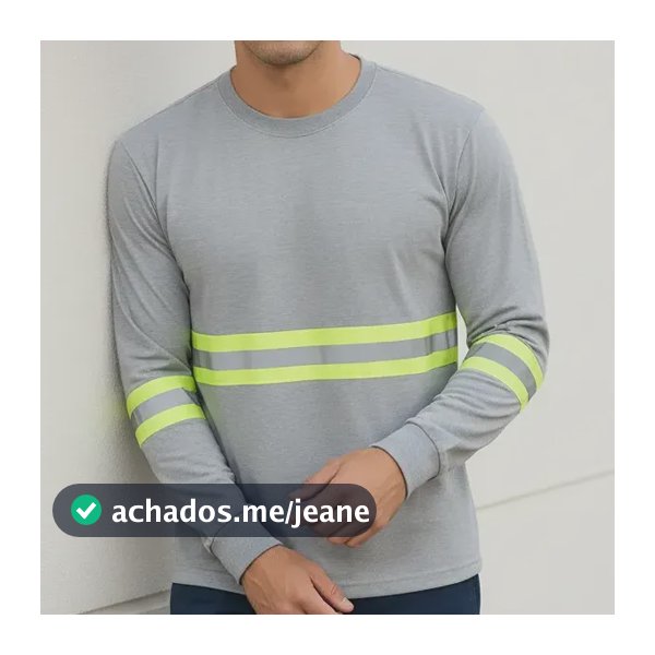 Camiseta Manga Longa Com Faixa Refletiva Malha Fria Trabalho