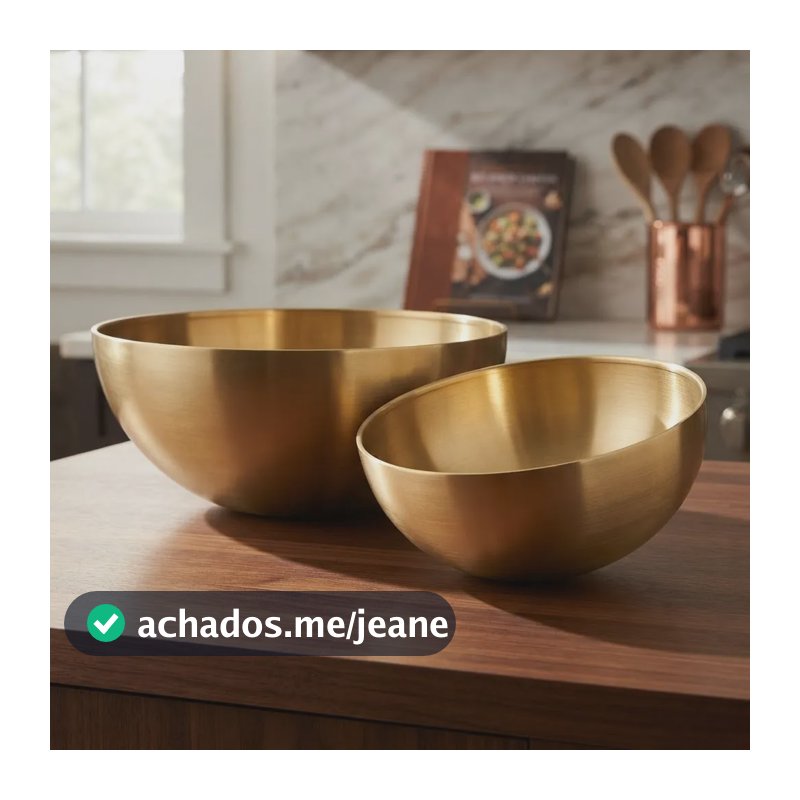 Kit Bowls Inox Dourado Cozinha Tigelas Premium Aço Inox Dourado