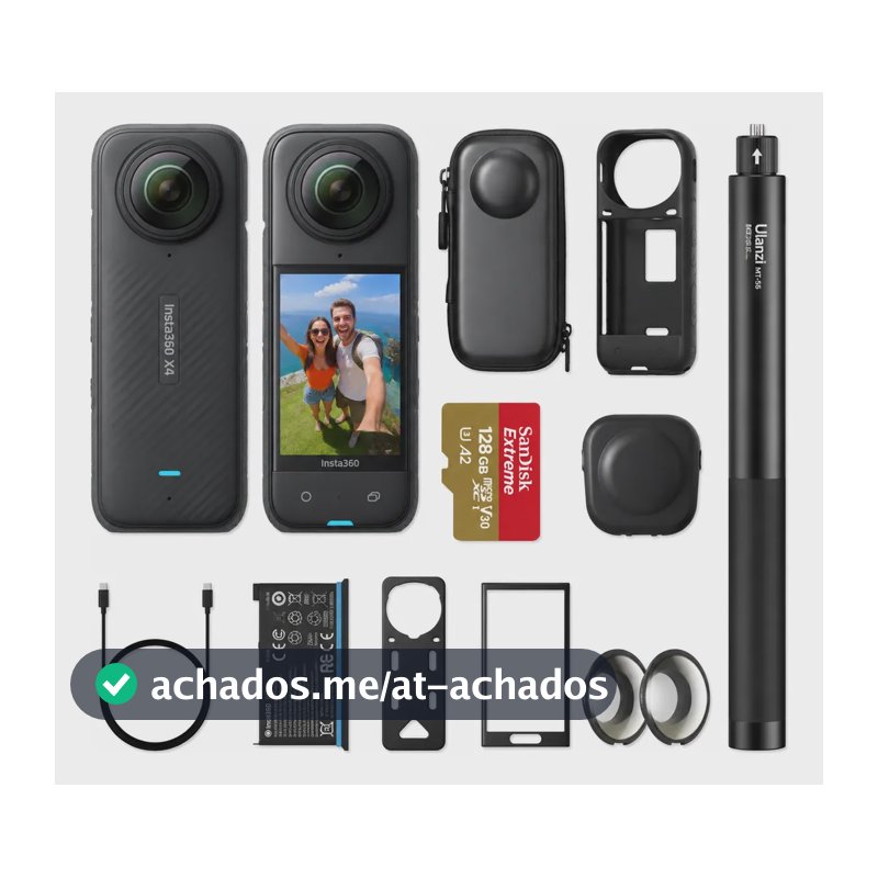 Câmera De Ação Insta360 X4 8k 8k30/5.7 72mp Nf + Acessorios  Cinza-escuro