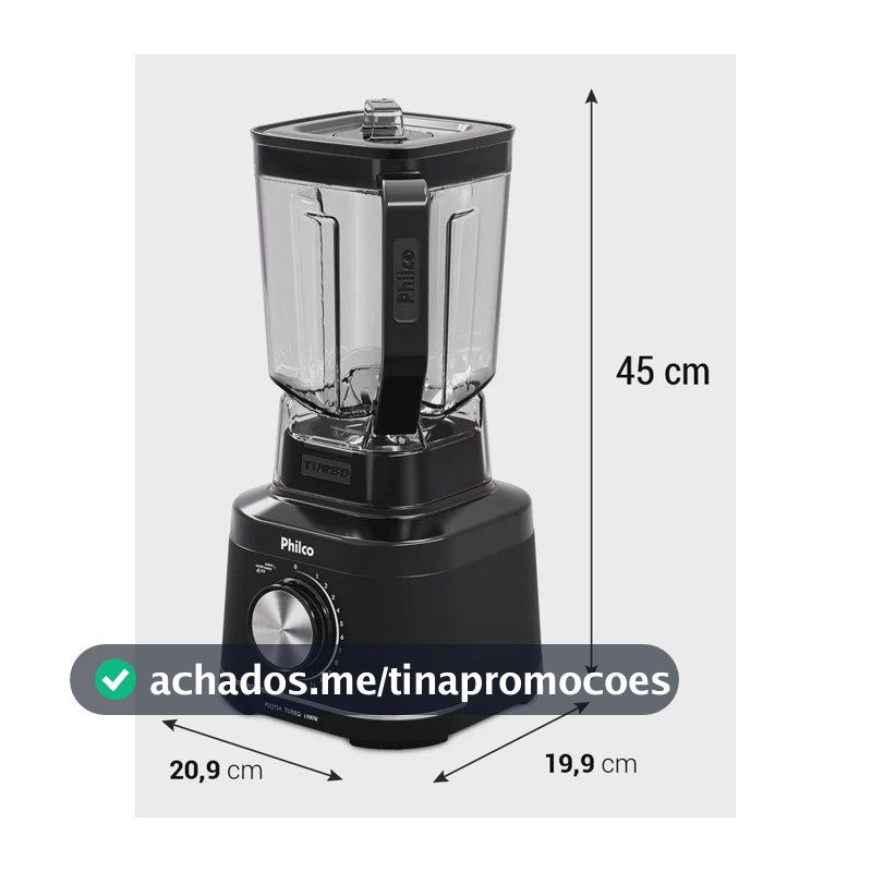 Liquidificador Philco 1500W 3,1L 12 Velocidades com 6 Lâminas PLQ15A
