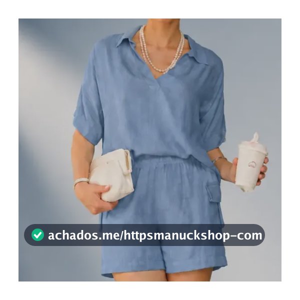 Conjunto Feminino Soltinho Blusa E Shorts Verao Moderno