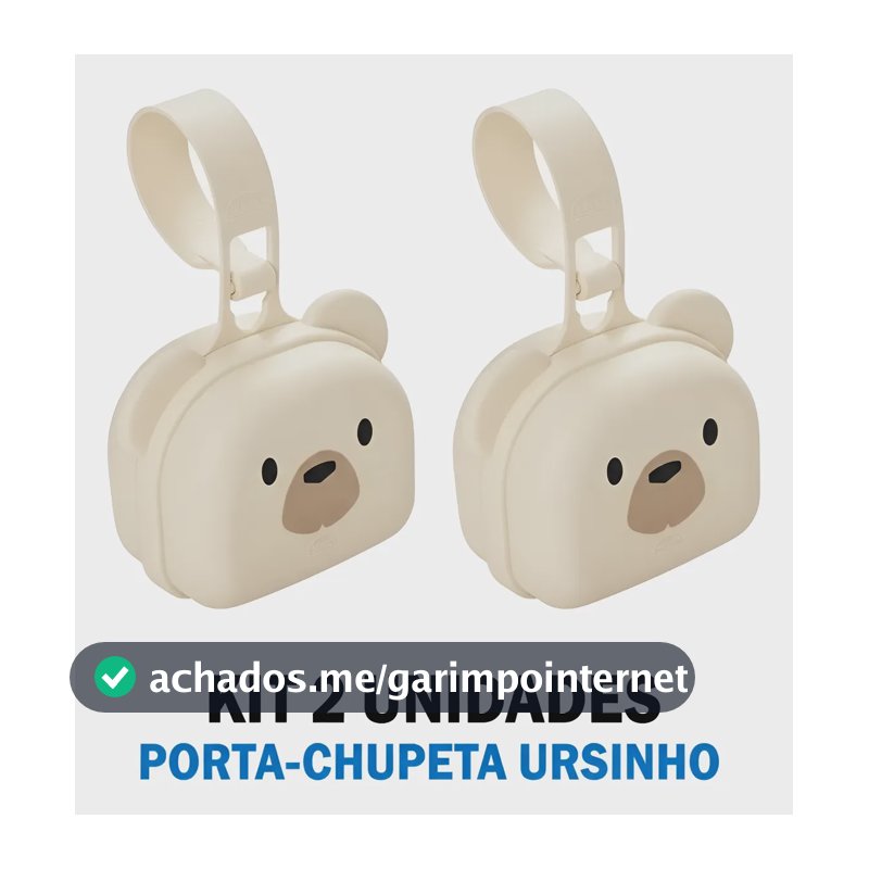 Porta Chupeta Infantil Bebê Kit 2 E 3 Enxoval Passeio Creme Ursinho