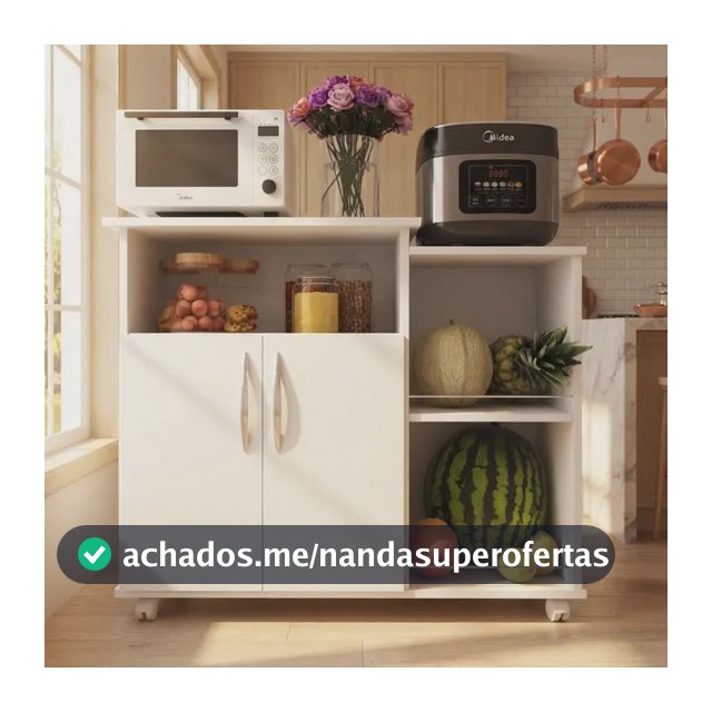 Fruteira Balcão Com Suporte Para Microondas C/ 4 Rodas