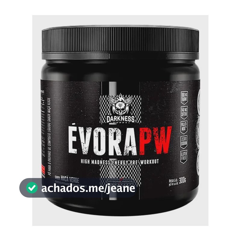 Suplemento em pó Darkness Pré Treino Alanina Évora PW sabor Maçã verde x 300g