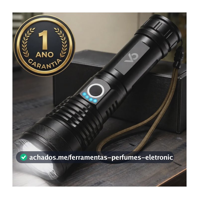 Lanterna Tática Voxo Militar T9 Zoom Ultra Potente Bateria Longa Duração Recarregável Usb Resistente Água Poeira Defesa Caça Camping