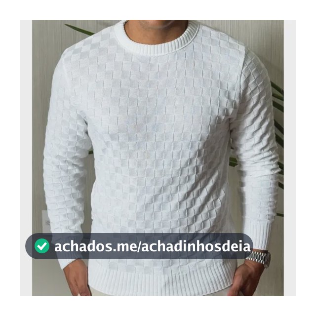 Suéter Masculino Lã Tricot Manga Longa Xadrez Blusa De Frio