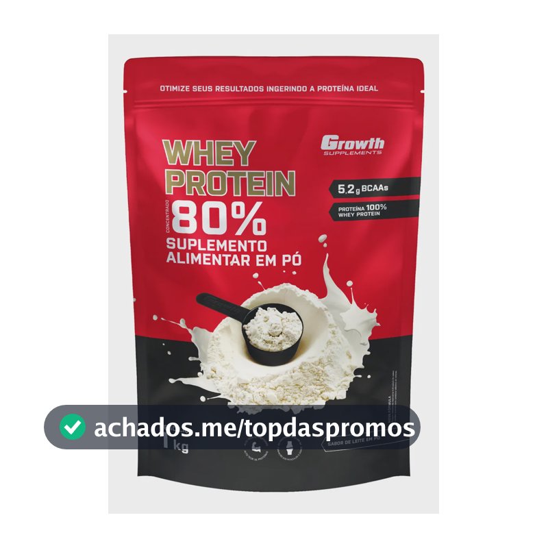 Proteína Growth Supplements Whey concentrado em pó sabor Leite em Pó x 1kg