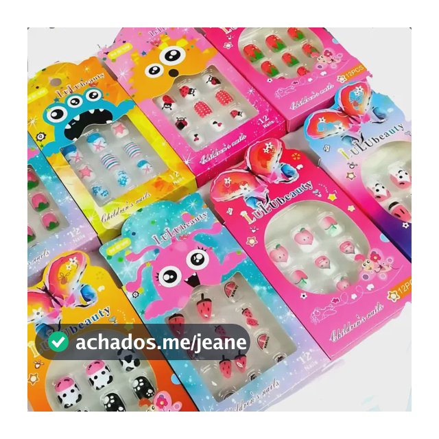 Kit 10 Caixas Unha Postiça Kids Infantil Atacado Sortidas Lisa