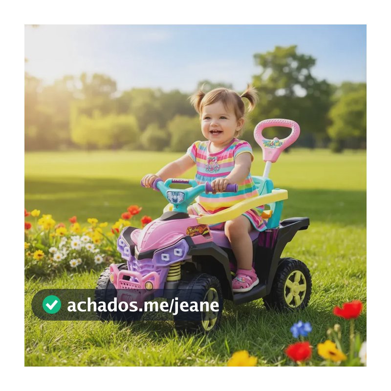 Carrinho De Passeio Infantil Quadriciclo Andador Meninas Rosa Empurrador Baby Quad Com Buzina e Cinto