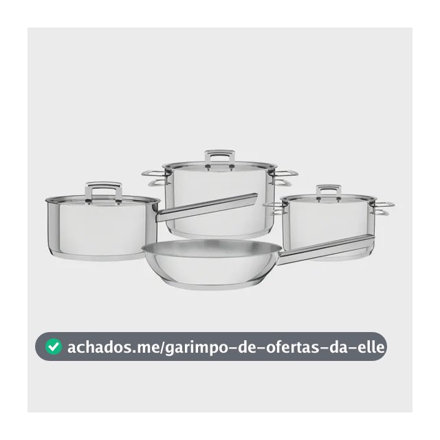 Jogo De Panelas Tramontina Brava Em Aço Inox Fundo Triplo Com Tampa Plana 4 Peças