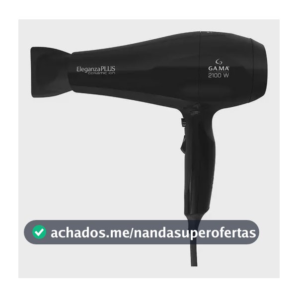 Secador de Cabelo Gama Italy Eleganza Plus 2100W Ceramic Ion Preto Profissional