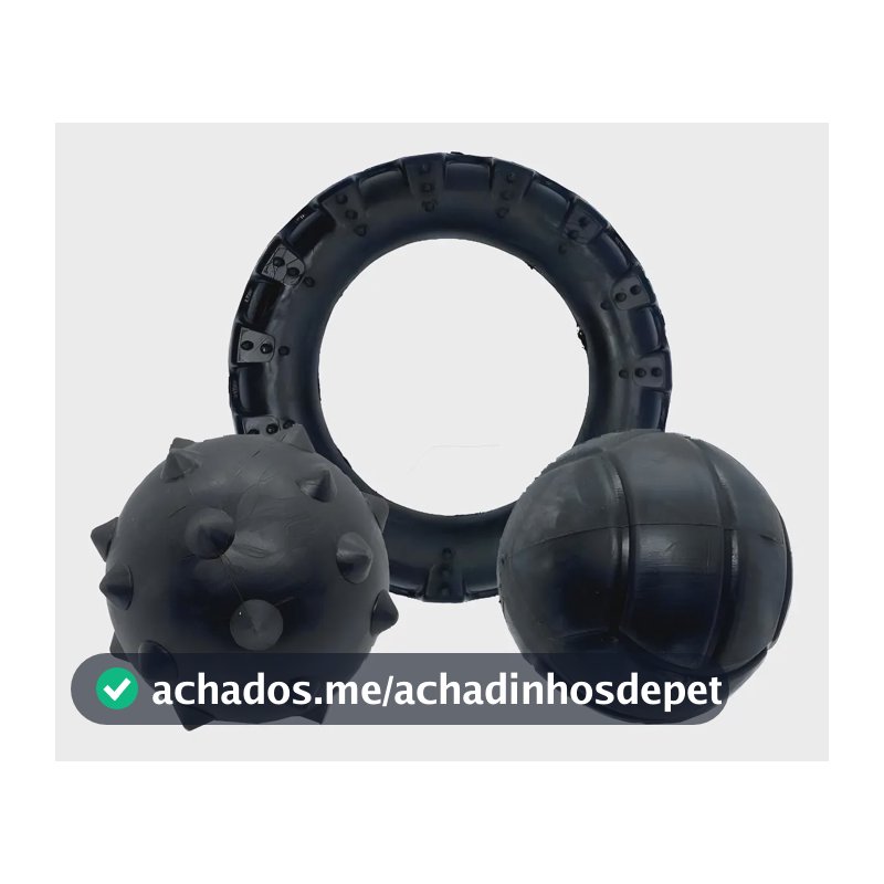 Kit Brinquedos Pet 2D Argola Borracha Cães de médio e grande porte 3 Peças