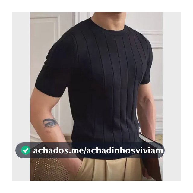 Camiseta Masculina Básica Canelada Manga Curta Tricot Modal