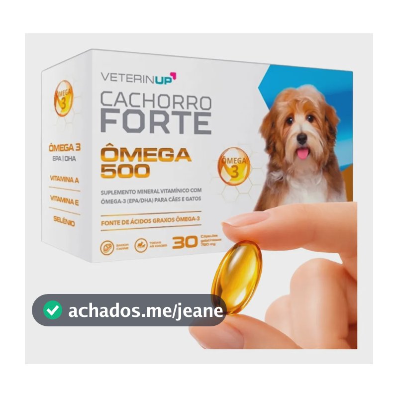 Ômega 3 Pet Cães e Gatos 1 Caixa Suplemento com EPA DHA Vitamina A Vitamina E e Selênio