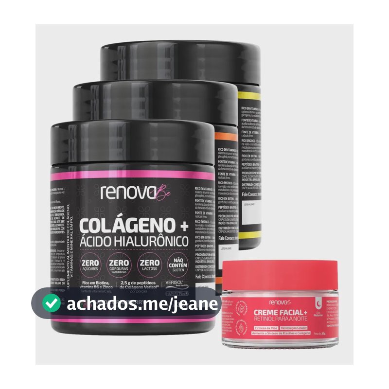 Ácido hialurônico Haplex Plus Renova Be Alimentar Pele Rugas em colageno em po sabor 1 Tangerina - 1 Cranberry x 216g 3 un