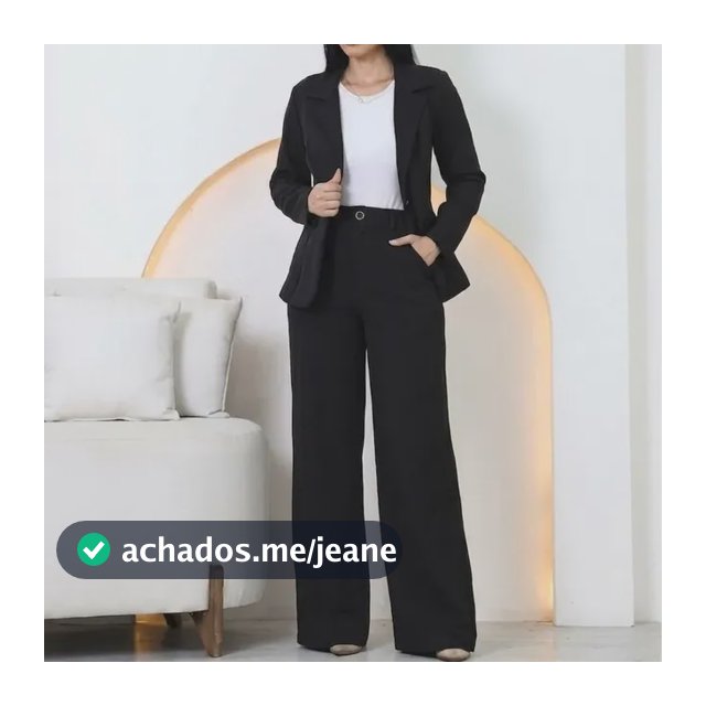 Blazer Calça Conjunto Feminino Social Elegante Preto P