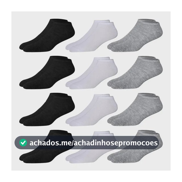 Kit 12 Pares Meia Soquete Cano Curto Preto 38 Ao 44 Premium