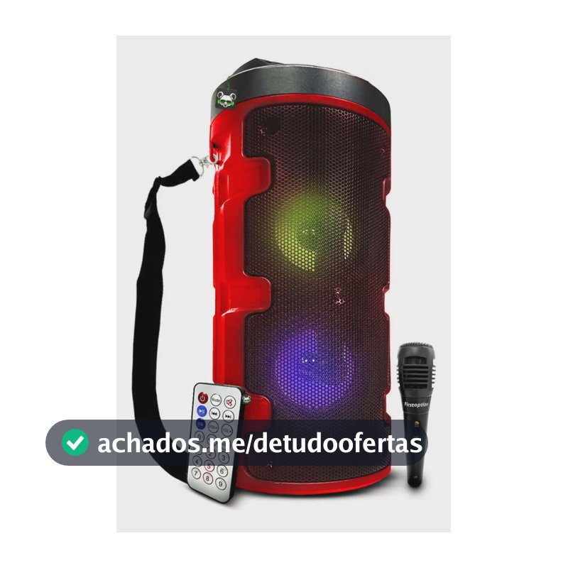 Caixa Som Amplificada Portátil Bluetooth Microfone Vermelha Vermelho