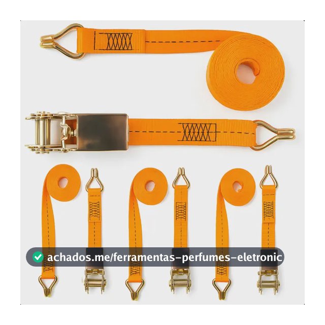 4 Conjunto Catraca Amarração Cinta Preta 4,6 Metros 800kg