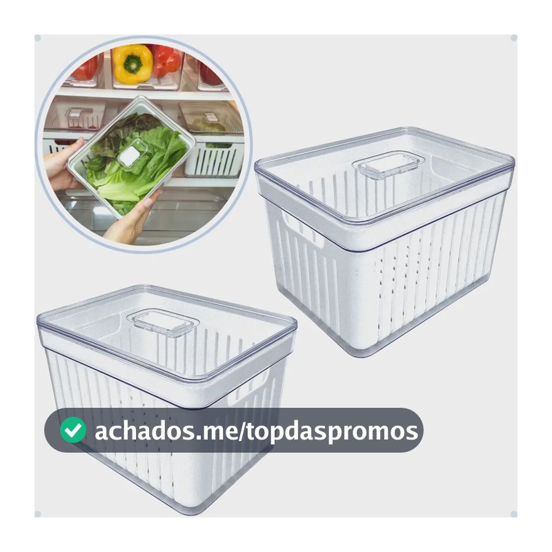 Kit 2 Organizador De Geladeira 3,8 Litros C/ Cesto E Tampa Transparente