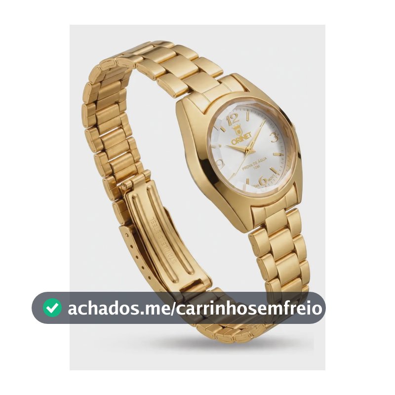 Relógio Feminino Orinet Original Resistente A Agua Luxo Gw Dourado Branco