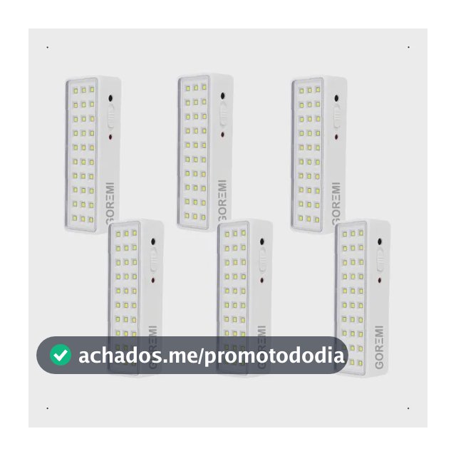 6 Luminária Emergência Lâmpada 30 Leds Recarregável Bivolt Branco-frio