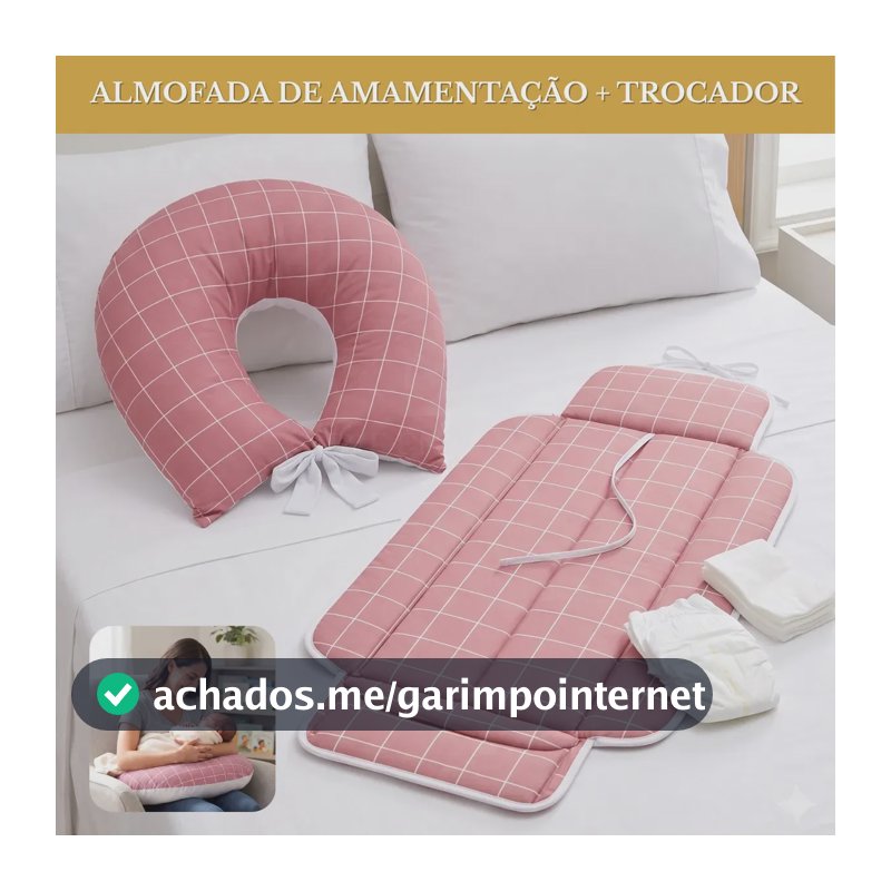 Trocador De Fralda Portátil Com Almofada De Amamentação Kit Bebê Enxoval Maternidade Premium Conforto -