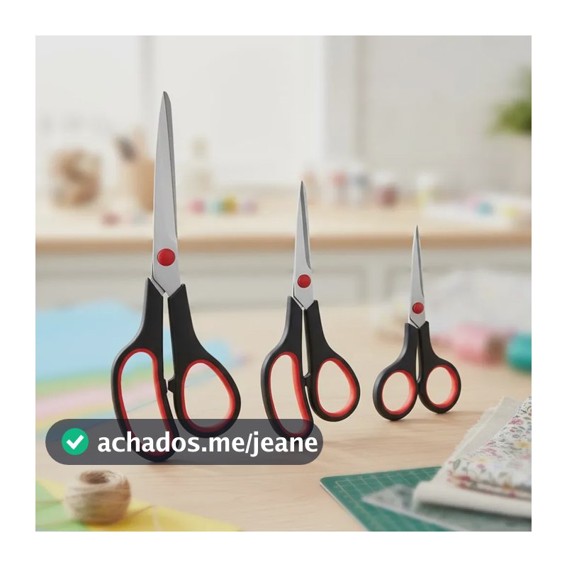 Kit 3 Tesouras Aço Inox Multiuso Ergonômicas Cortes Precisos Papel Tecido Cozinha Escritório Escola Costura Lâmina Afiada Tamanhos Variados Uso Doméstico