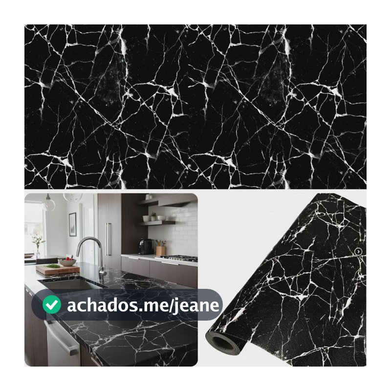 Papel Parede Adesivo Mármore Preto Lavável Envelopar Móveis Mármore Preto