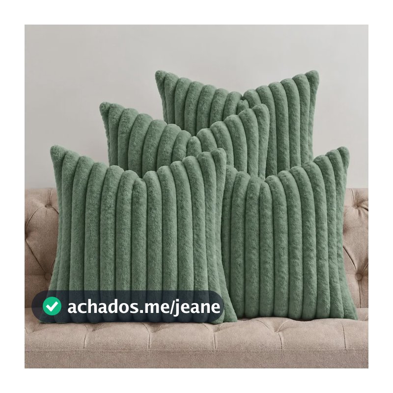 Kit 4 Capas De Almofada Macia Pelúcia 45x45 Sofa Decorativa Verde Lisa