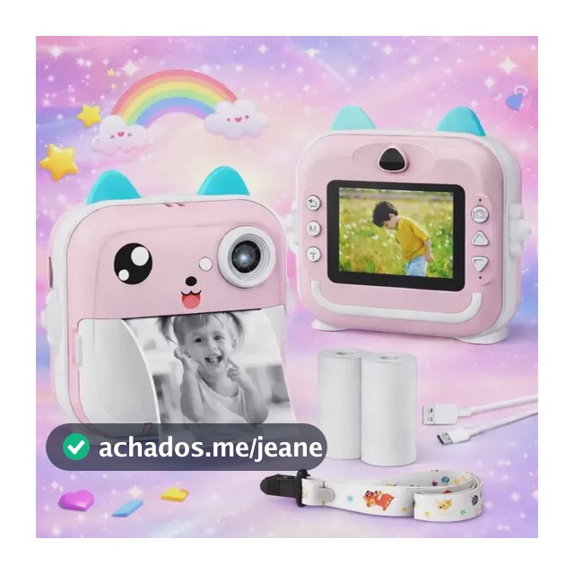 Câmera Digital Infantil Impressão Instantânea Dorama Foto Video Jogos Cor Câmera Polaroid Rosa