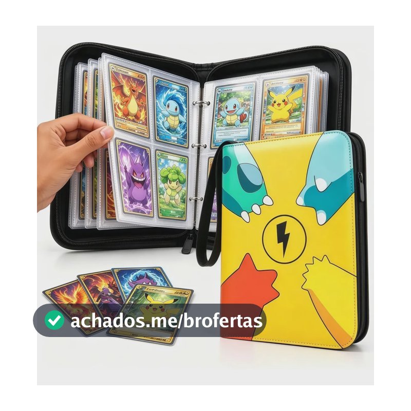 400 Cards Album Pasta Fichario Pokemon Com Ziper