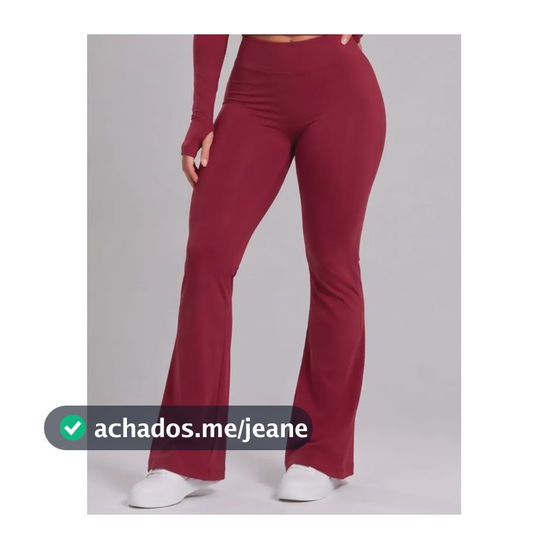 Calça Flare Feminina Academia Cintura Alta Bailarina Fitness Rubro Liso P