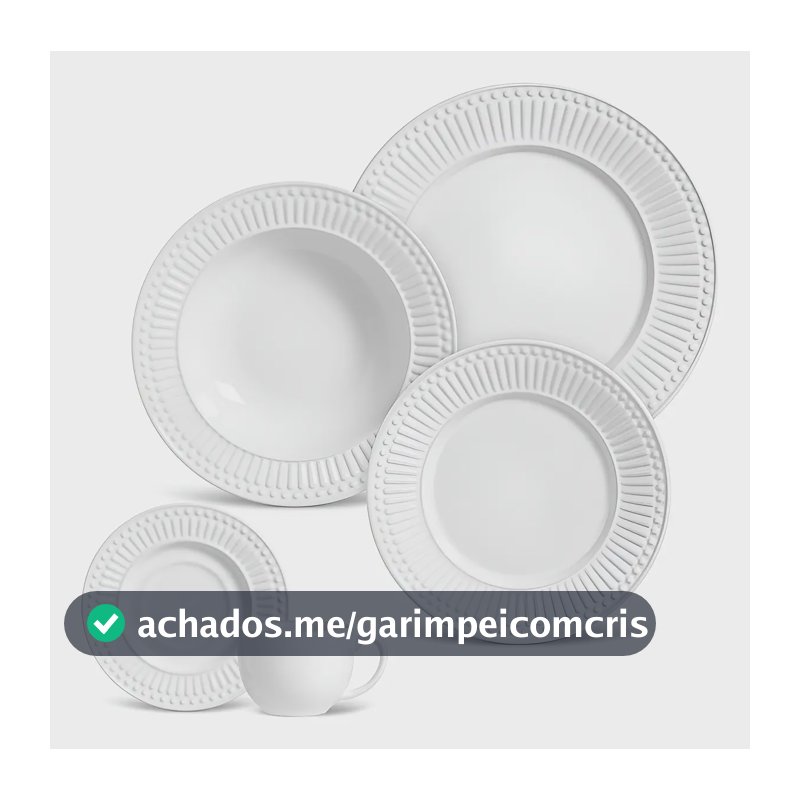 Aparelho de jantar 30 peças Porto Brasil Cerâmica cor branco linha Roma
