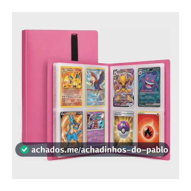 Organizador Cards Tcg Magic Pokémon 240 Cartas Elástico Rosa Pink