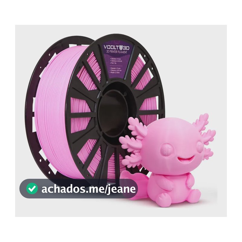 Filamento Pla Rosa 1Kg 1,75mm Premium Para Impressão 3D Impressoras 3D Alta Velocidade High Speed Peças Impressas 3D Decorativas Fabricação Nacional Voolt3D