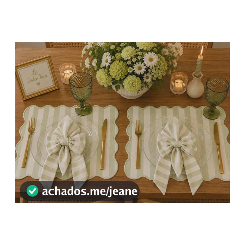 Kit 2 Americanos + 2 Guardanapos La Dolce Vita Listrado Verde La Dolce Vita